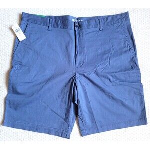 NWT Izod Saltwater Men's Relaxed Stretch Classic Chino Flat Front Shorts BLUE 38